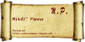 Mikó Panna névjegykártya